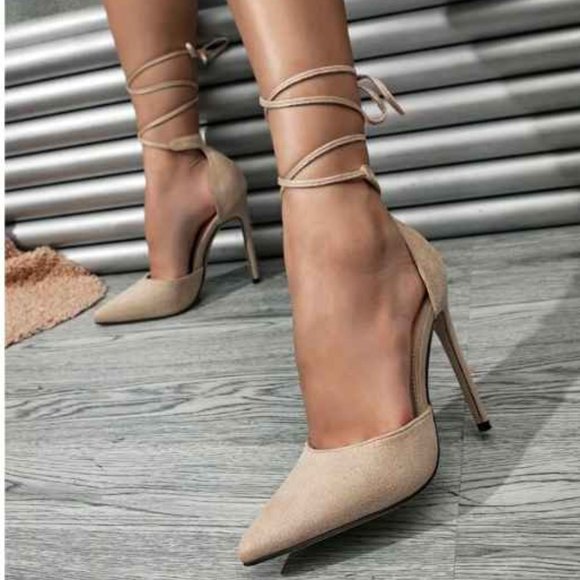 Shoes - Strappy Tie Leg Stiletto Heels